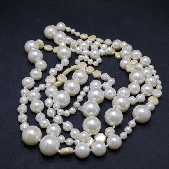 Chico's Faux Pearl Necklace, Hand-knotted, Glass Pearls, 60 Inches, No Clasp - Picture 9 of 9